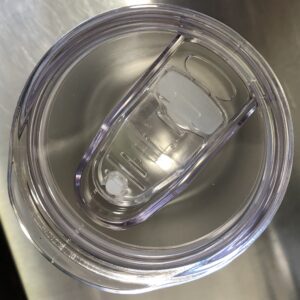 round bottom pineapple tumbler with clear sliding spillproof closure - top view