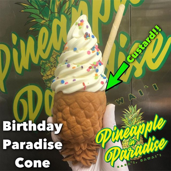 Birthday cake whip in a paradise cone