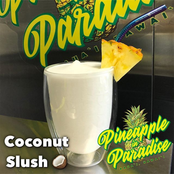 Coconut slush in a pineapple glass